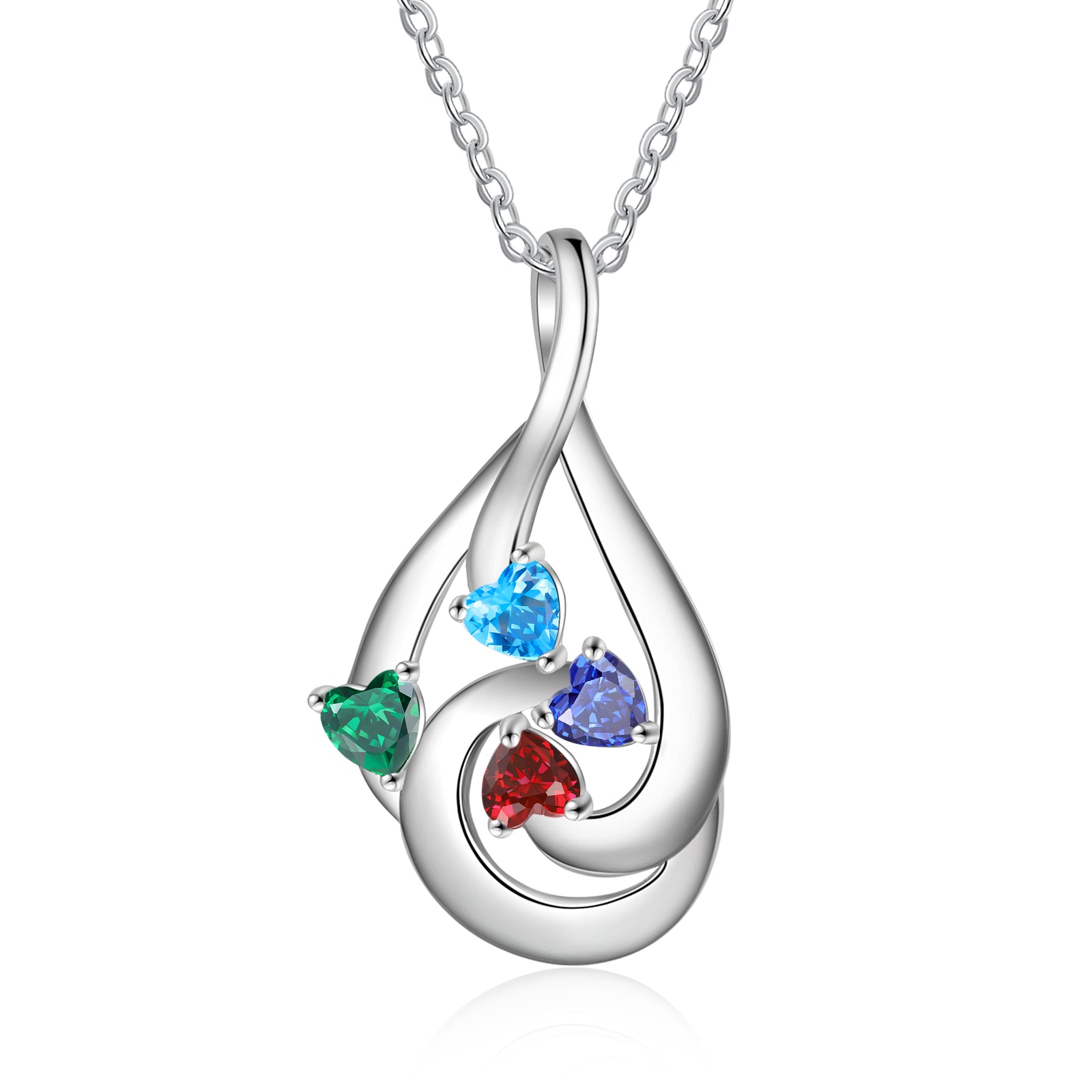 S925 Silver Birthstone Drop Shape Necklace