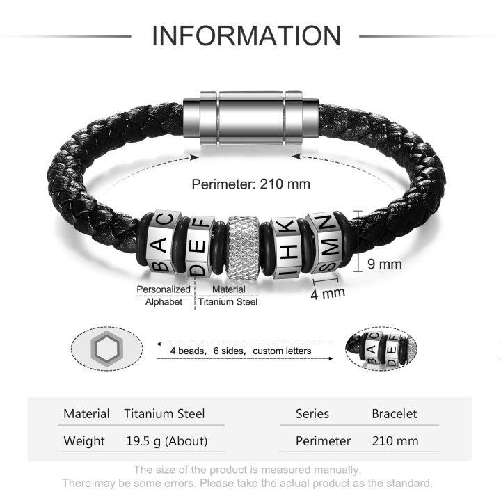 Personalized Titanium Steel Bead Bracelet