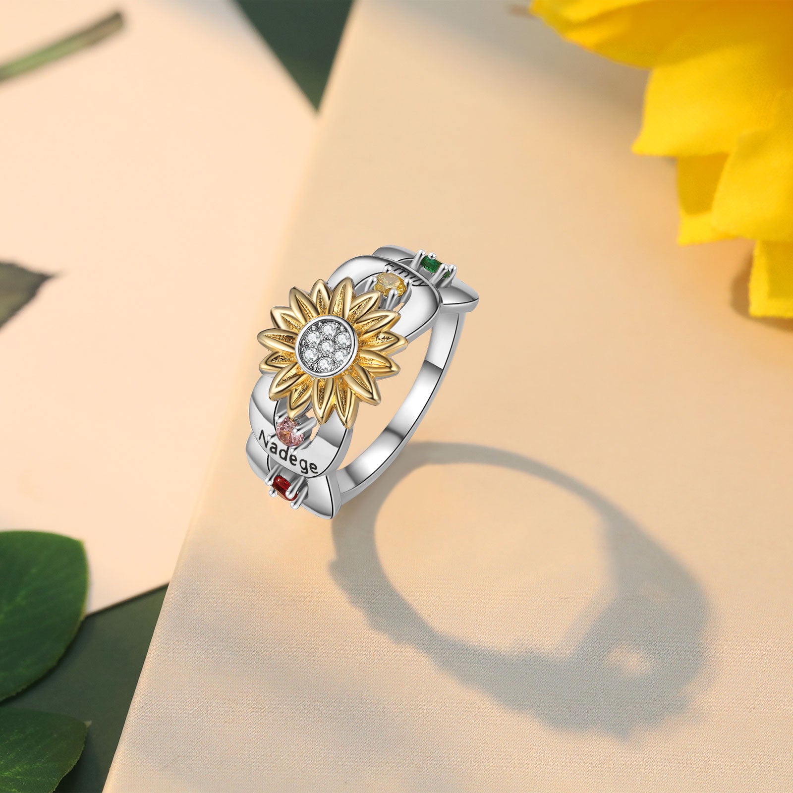 Custom Infinity and Sunflower Ring