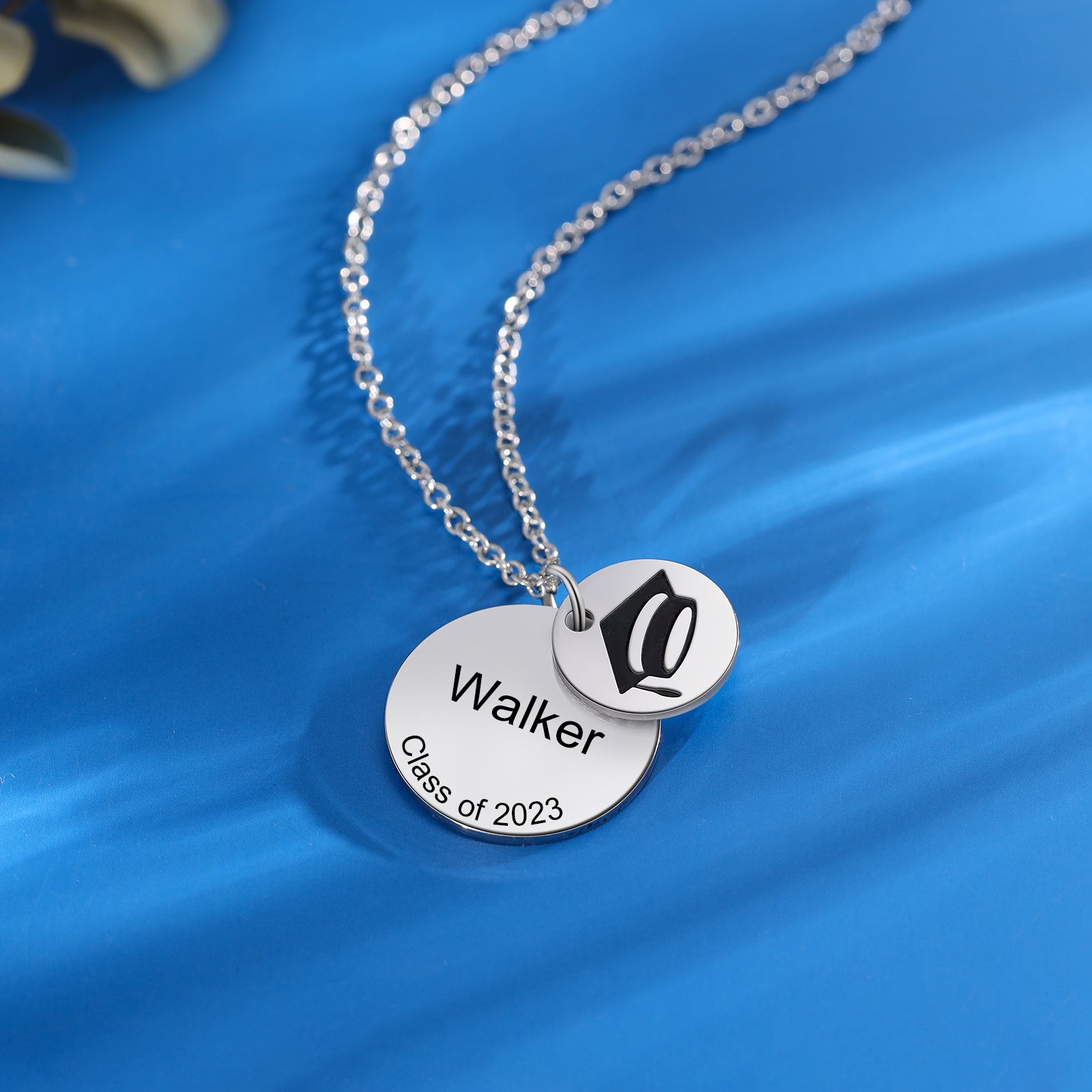 Custom Name Necklace with Graduation Hat