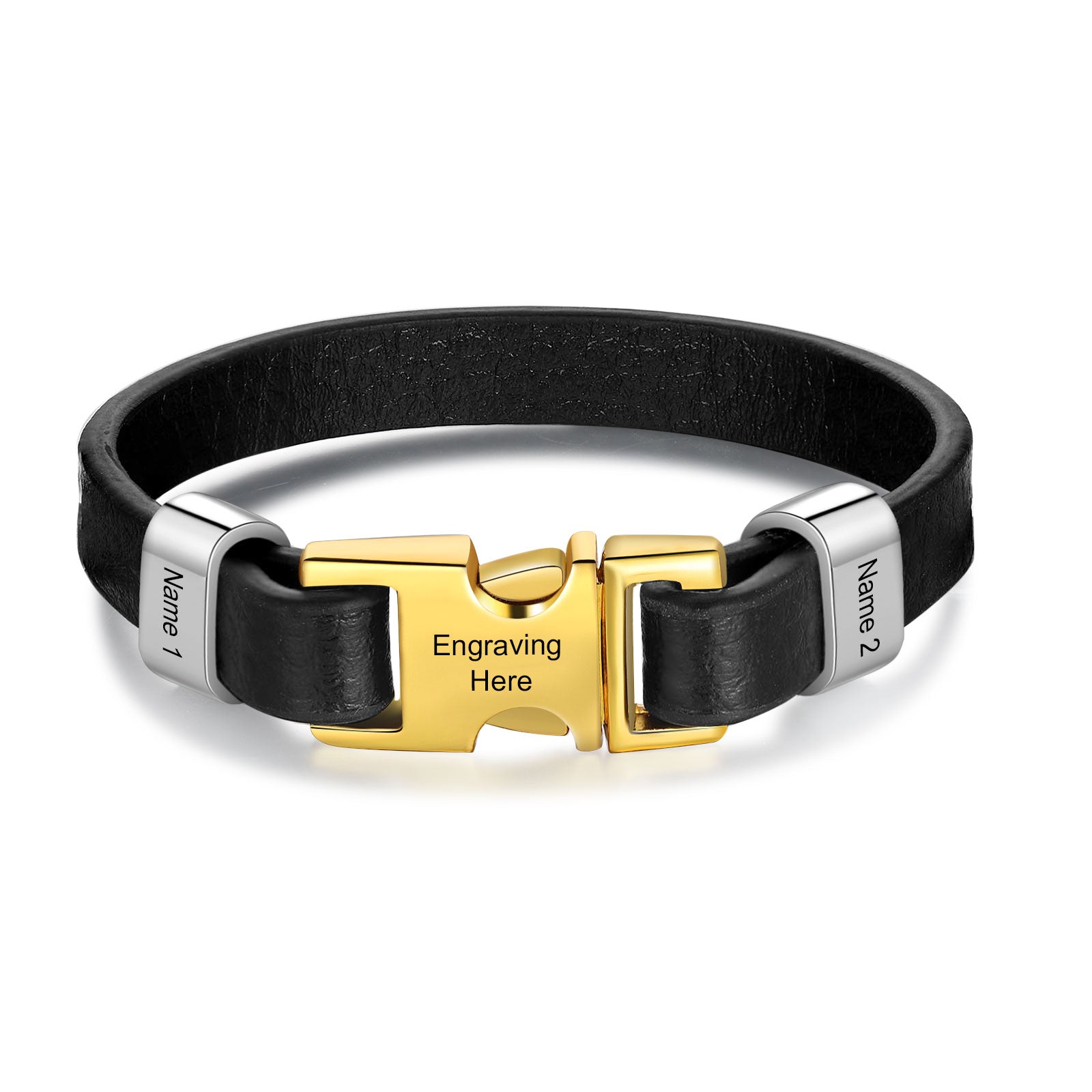 personalized leather bracelet with gold clasp and birthday stone bracelet customization