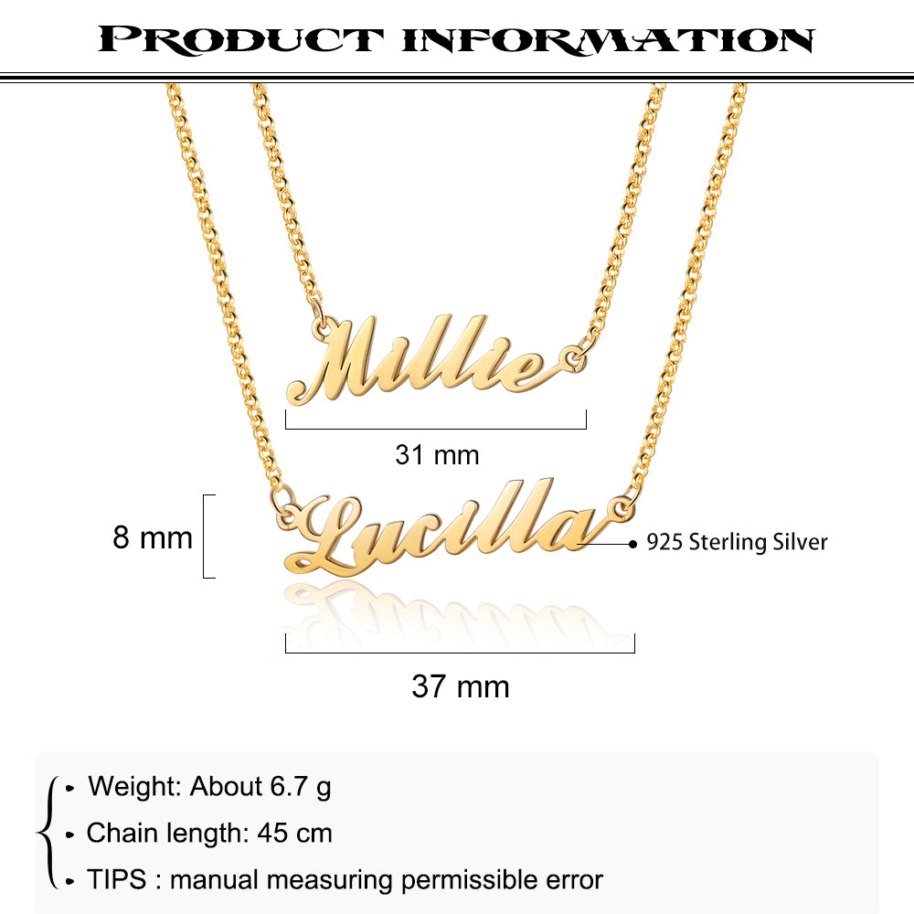 925 Sterling Silver Personalized Name Necklace