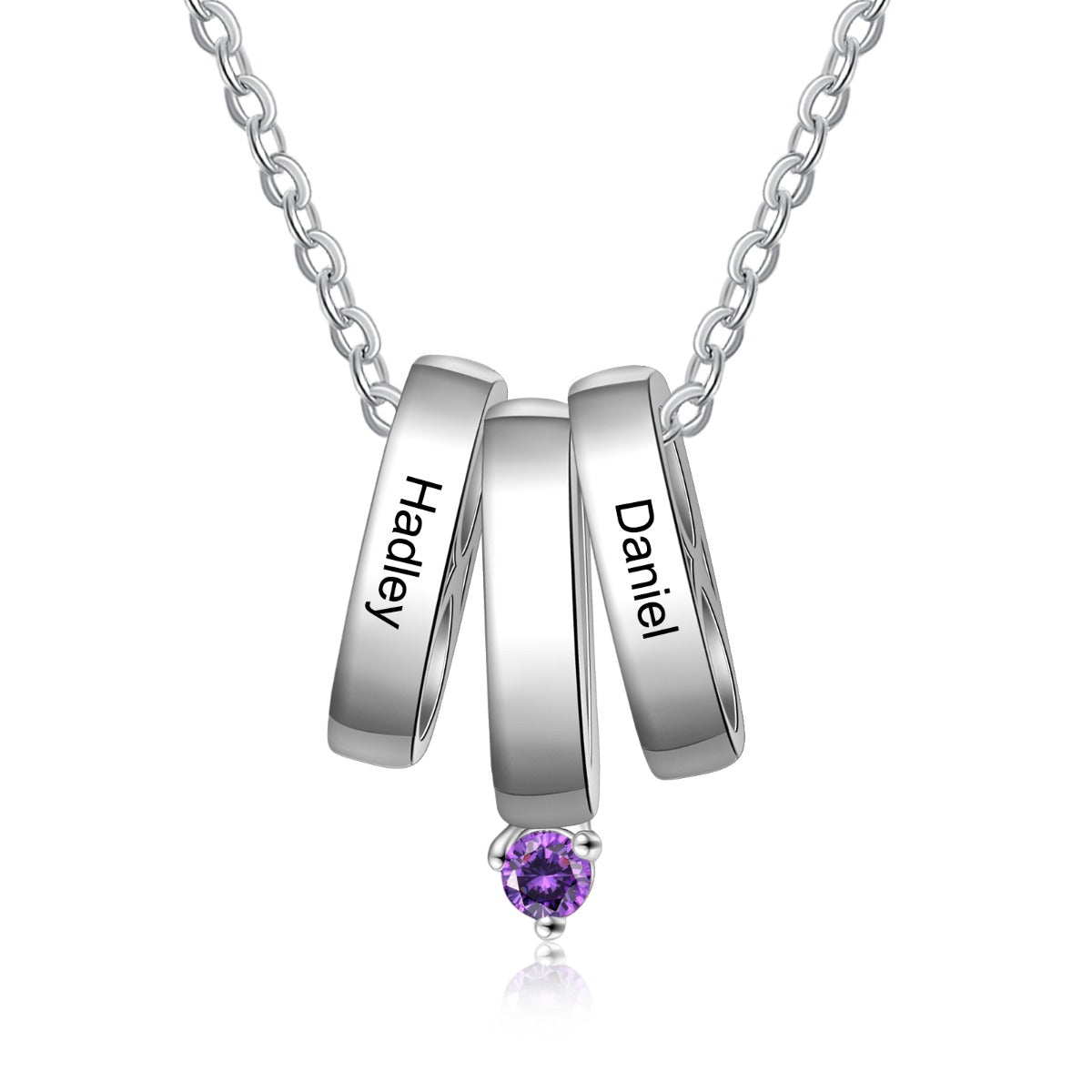 Rhodium Plated Custom Ring Name Necklace