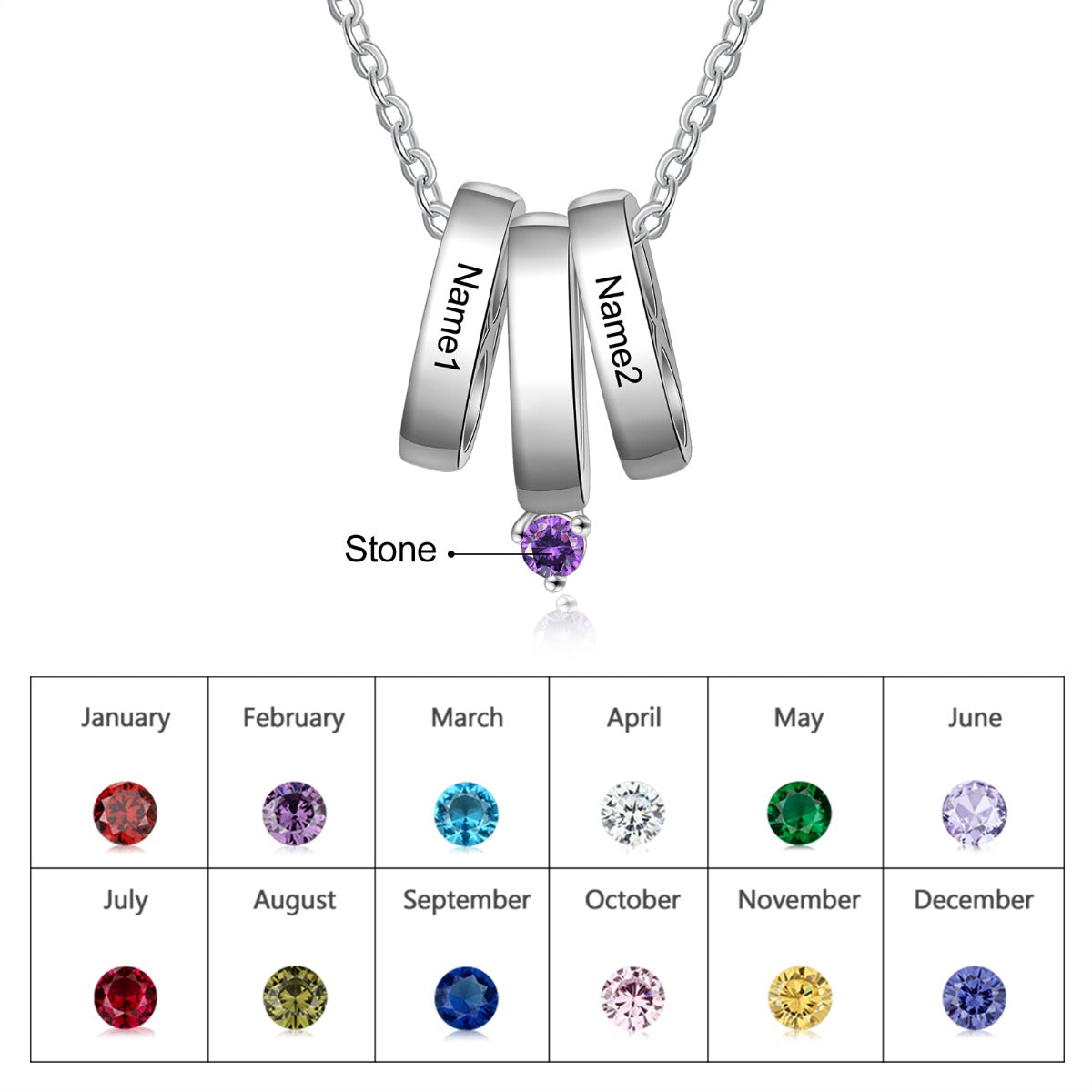 Rhodium Plated Custom Ring Name Necklace