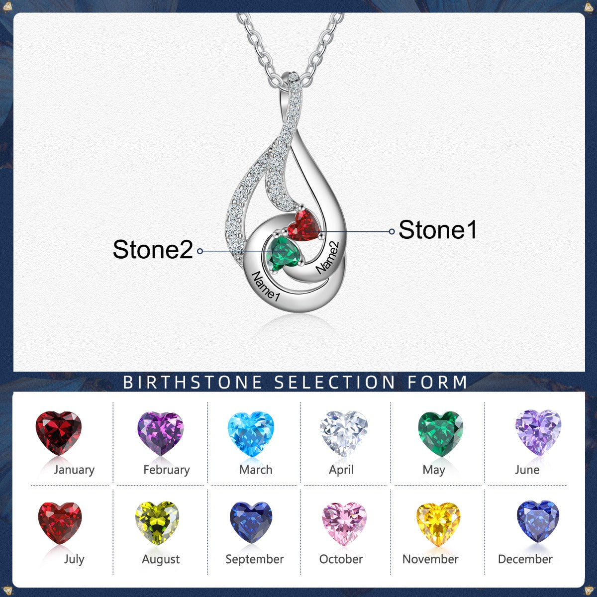 S925 Silver Birthstone Drop Shape Necklace