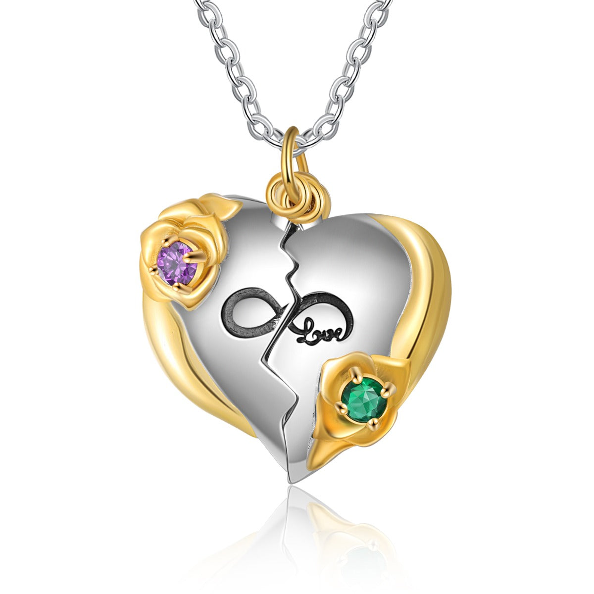 Rhodium Plated Heart Photo Necklace