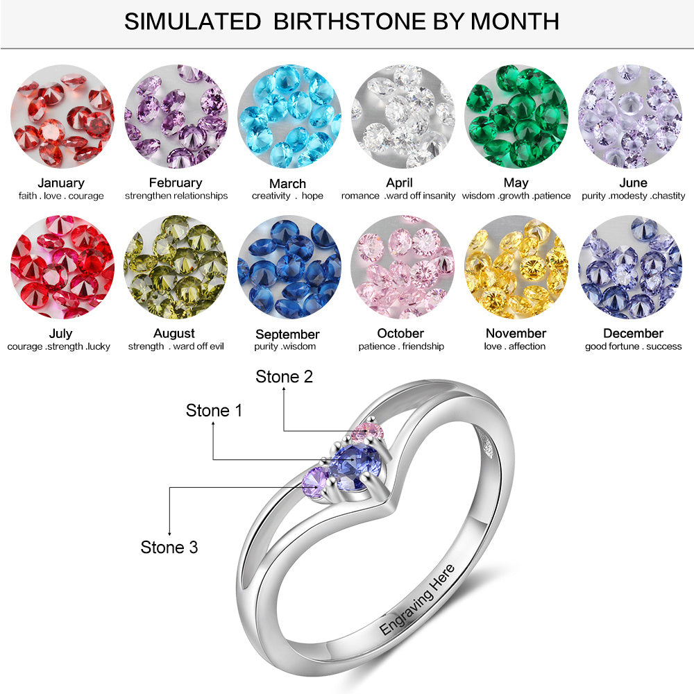 S925 Silver Birthstone Rings